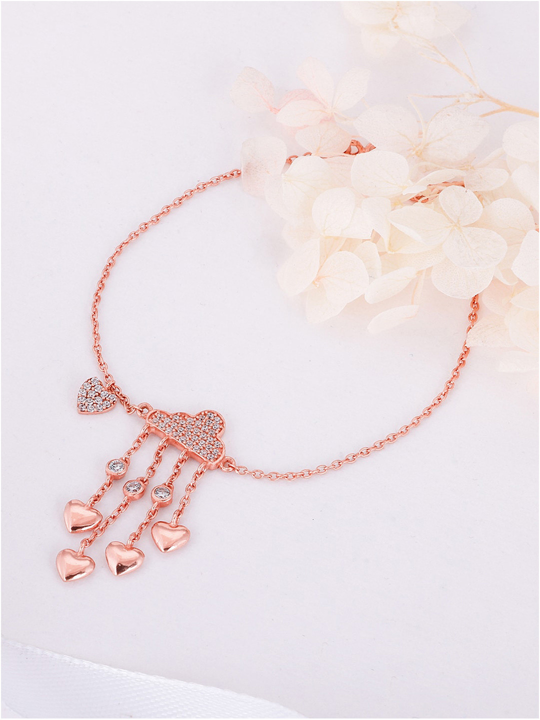 

GIVA Sterling Silver Cubic Zirconia Rose Gold-Plated Link Bracelet