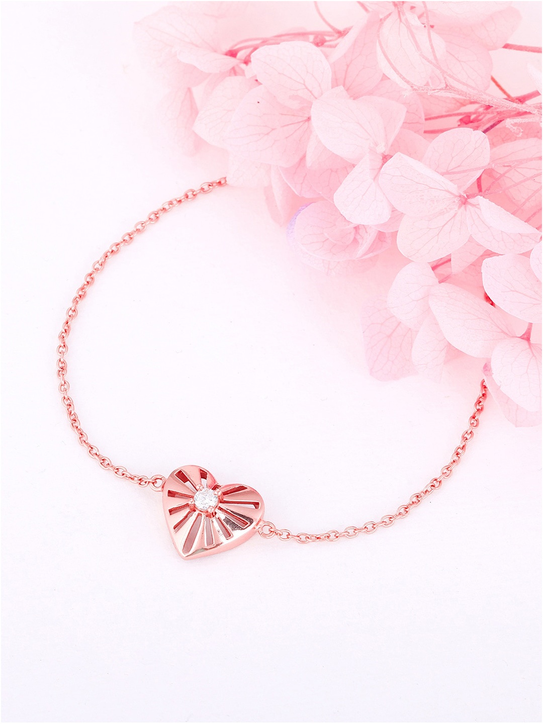 

GIVA Sterling Silver Cubic Zirconia Rose Gold-Plated Link Bracelet