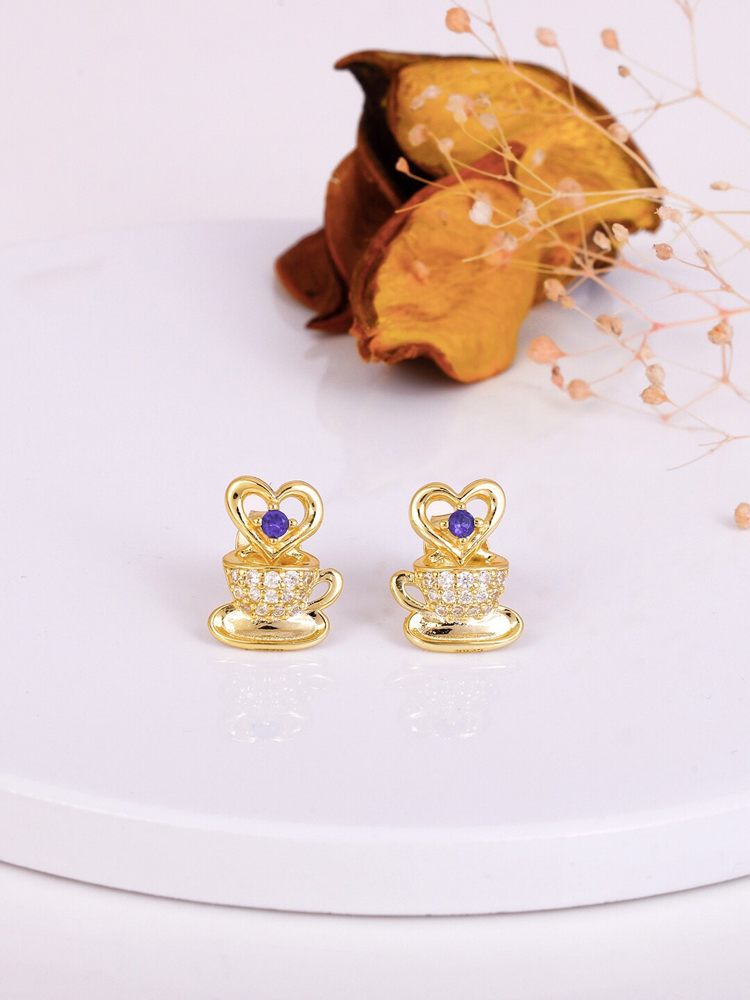 

GIVA Gold-Plated Contemporary Studs Earrings