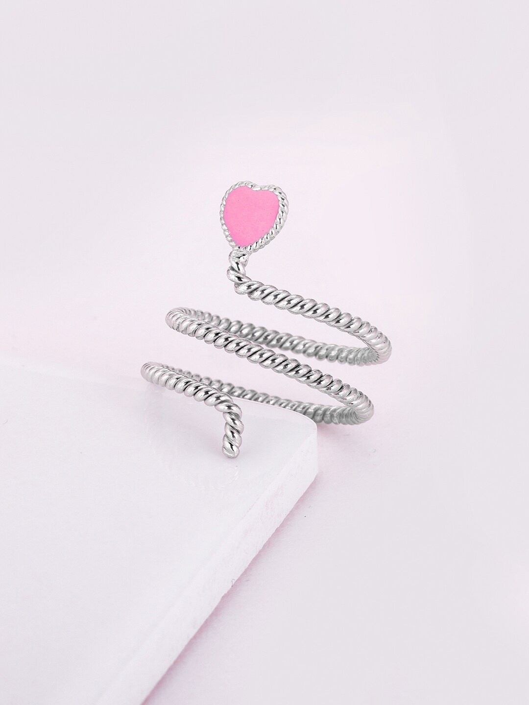 

GIVA 925 Sterling Silver & Rhodium-Plated Love Finger Ring, Pink