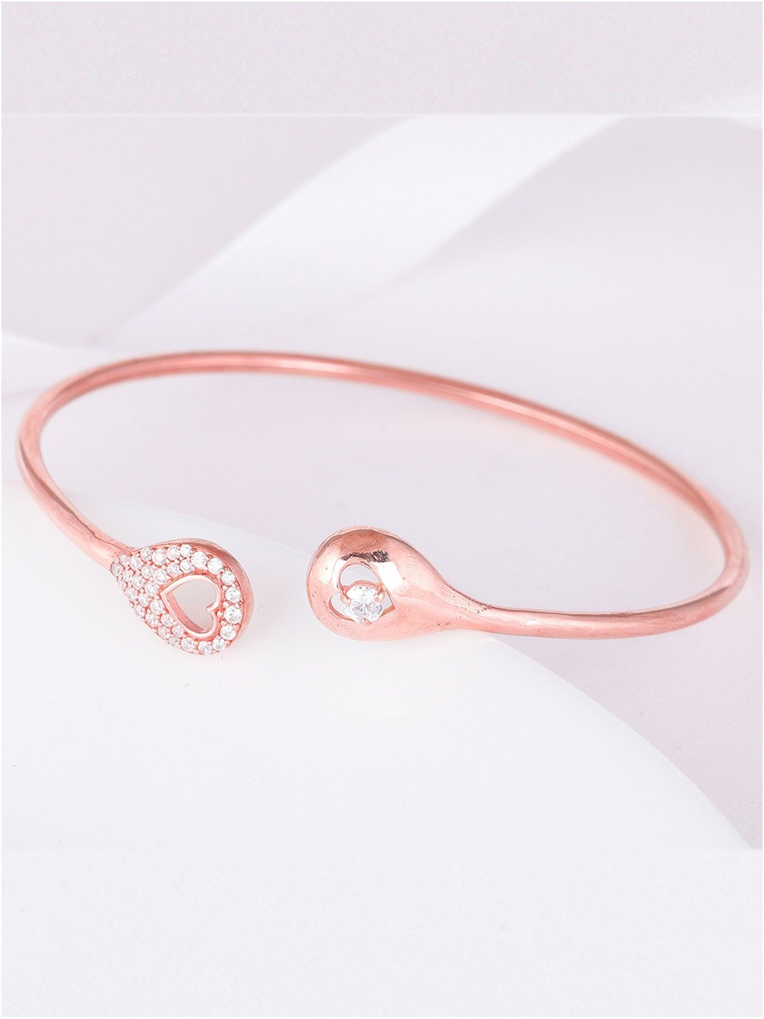 

GIVA Women Sterling Silver Cubic Zirconia Rose Gold-Plated Kada Bracelet