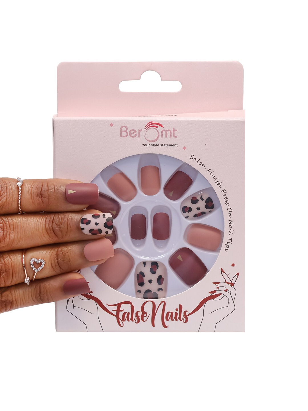 

BEROMT 12-Pcs Animal Printed False Nails Box-30 gm, White