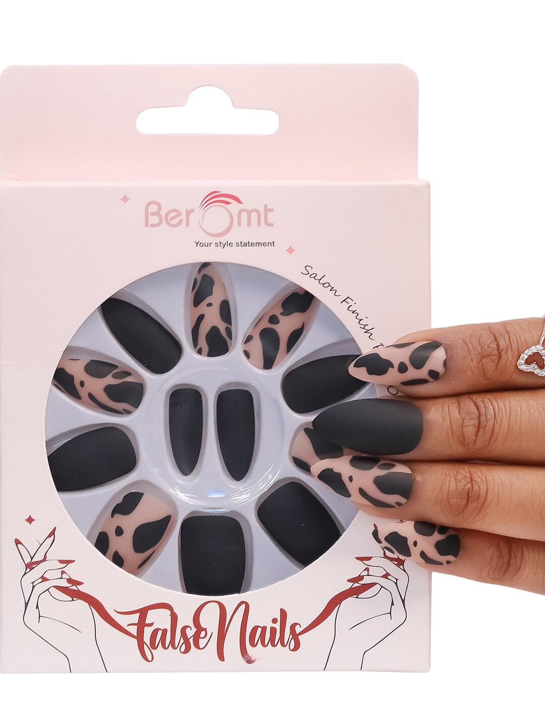 

BEROMT 12-Pcs Animal Printed False Nails Box-30 gm, White