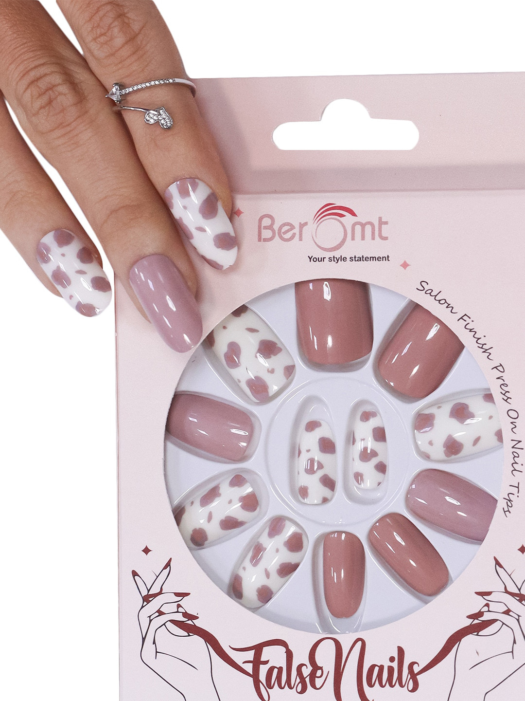 

BEROMT 12-Pcs Animal Printed False Nails Box - 30 gm, White