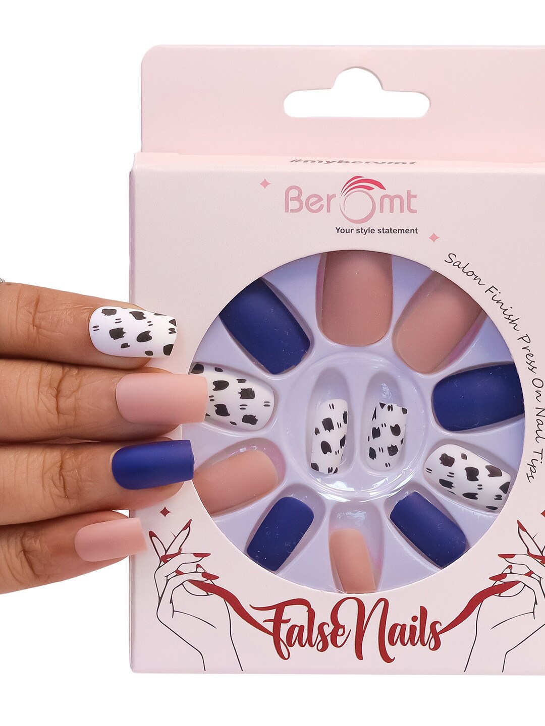 

BEROMT 12-Pcs Animal Printed False Nails Box - 30 gm, Pink