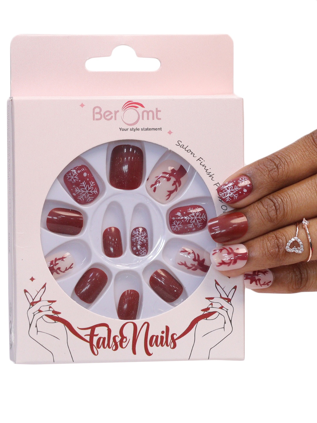 

BEROMT 12-Pcs Animal Printed False Nails Box-30 gm, Red