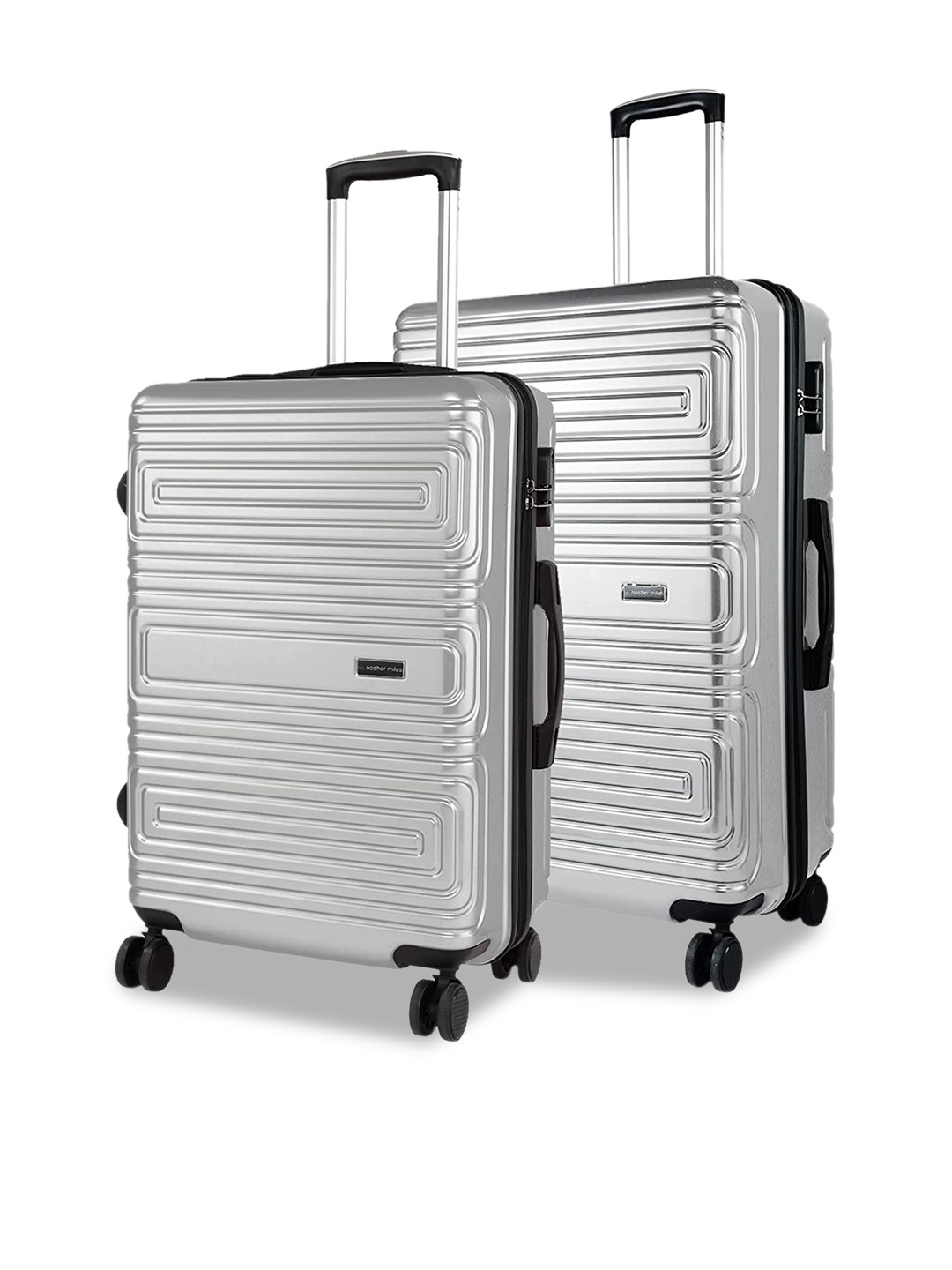 

Nasher Miles Set Of 2 Textured Hard-Sided Trolley Suitcases, Silver