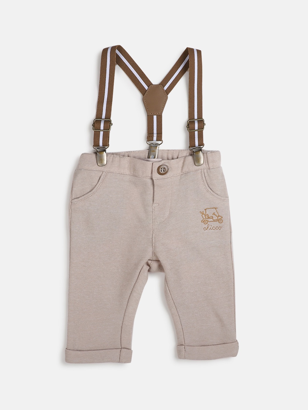 

Chicco Infants Boys Mid-Rise Relaxed Plain Pure Cotton Trousers, Beige