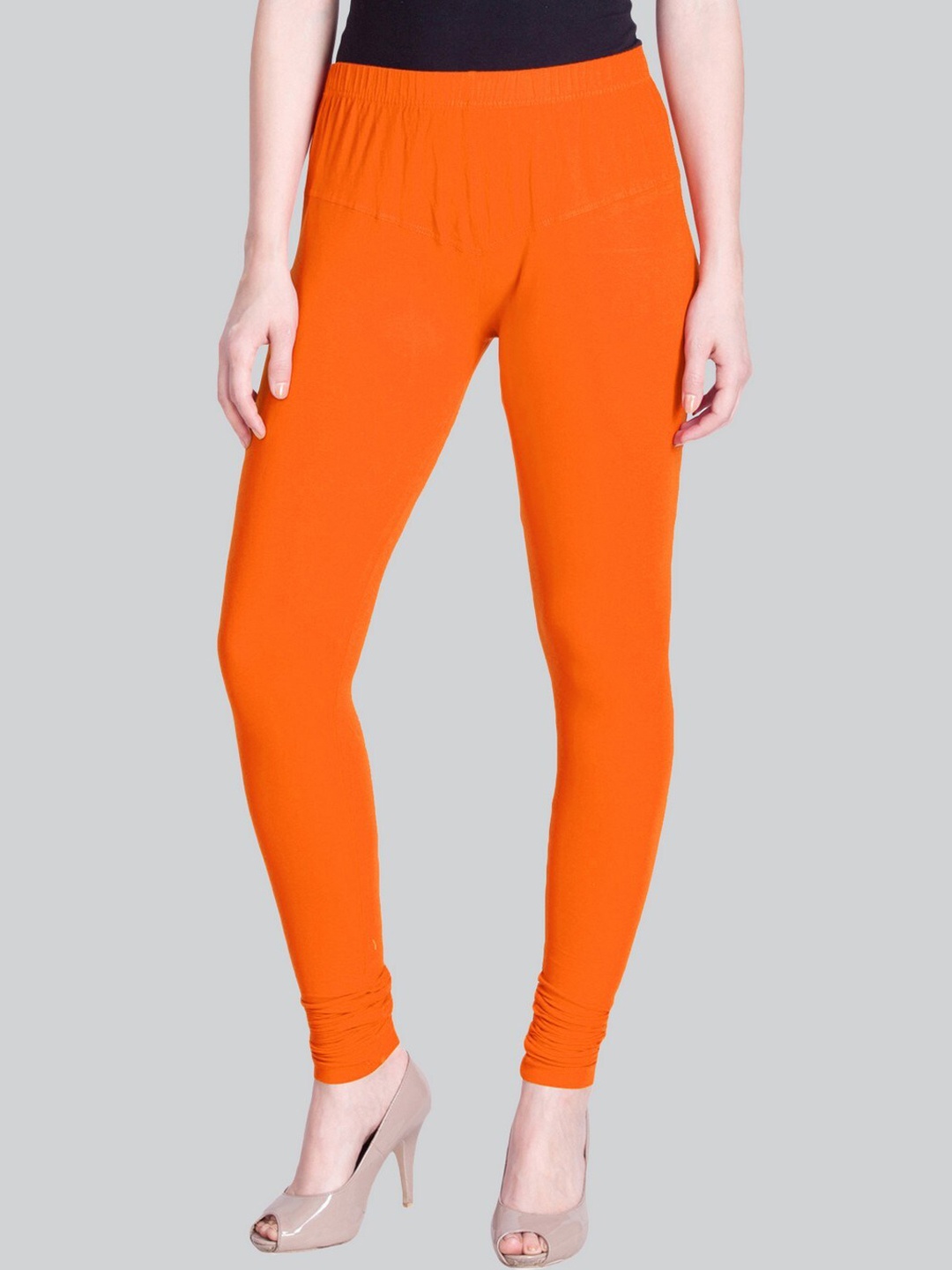 

LYRA Women Churidar Length Cotton Lycra Leggings, Orange