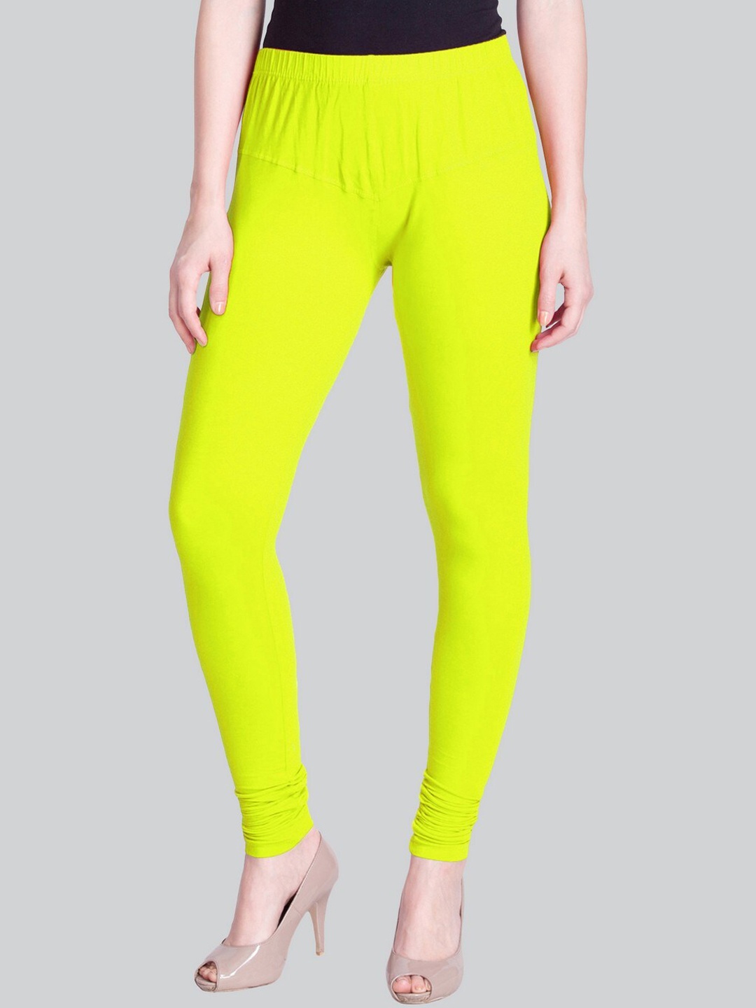 

LYRA Premium Churidar-Length Cotton Lycra Leggings, Lime green