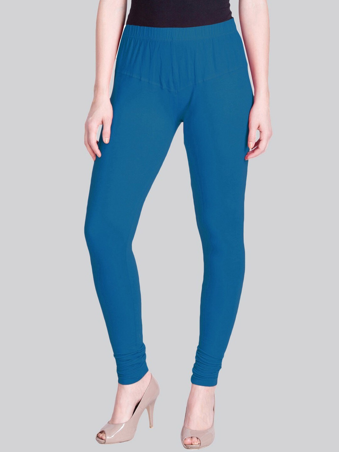 

LYRA Mid Rise Churidar-Length Cotton Lycra Legging, Blue