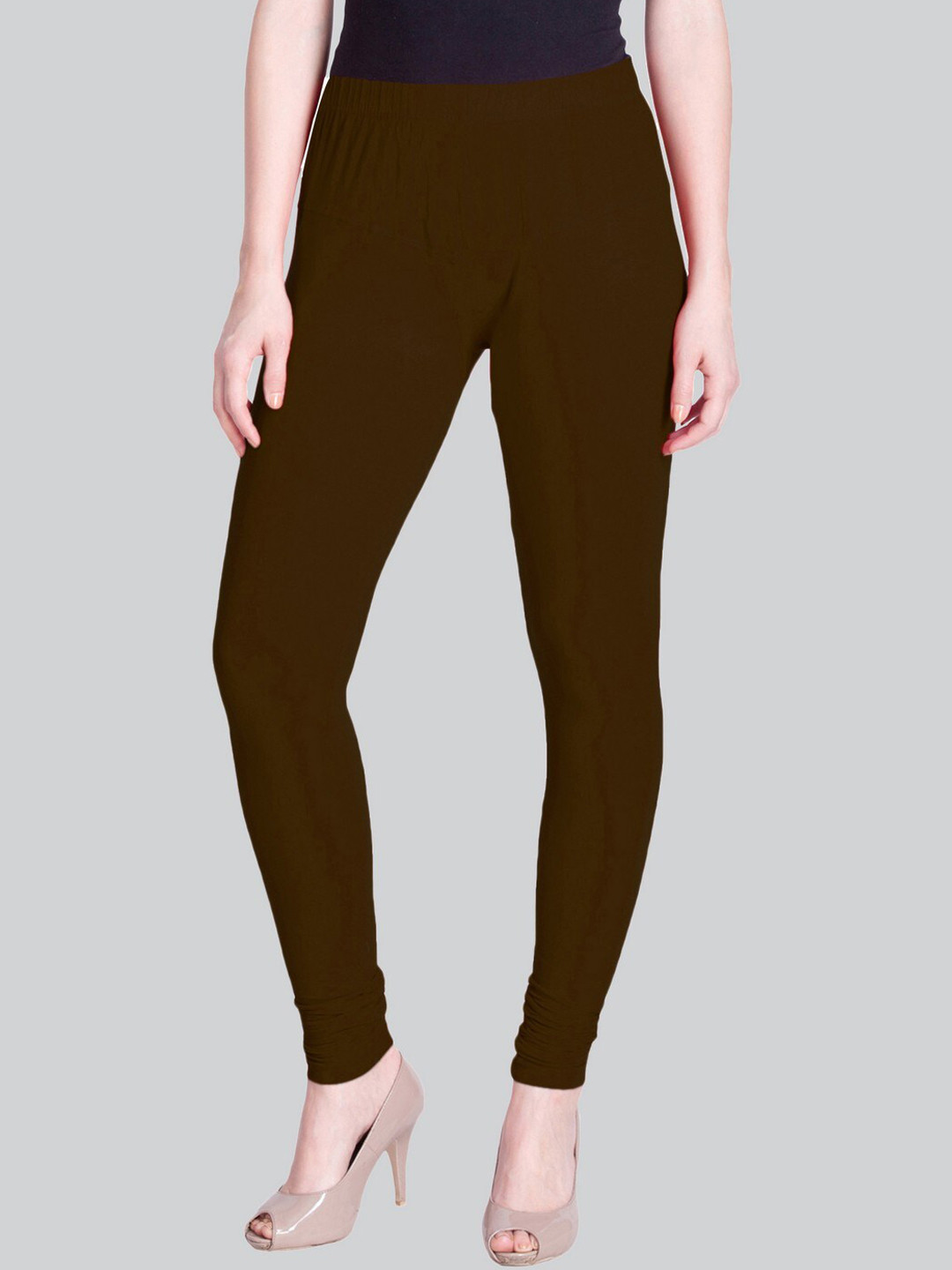 

LYRA Cotton Lycra Churidar Length Leggings, Brown