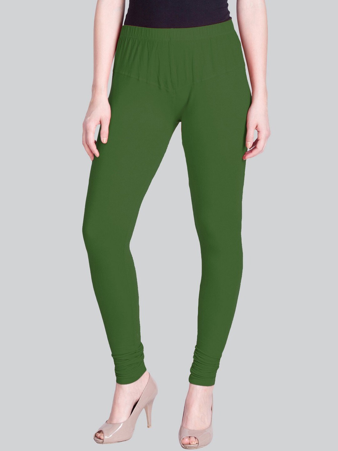 

LYRA Premium Cotton Lycra 4 Way Stretch Bio Wash Churidar-Length Leggings, Green