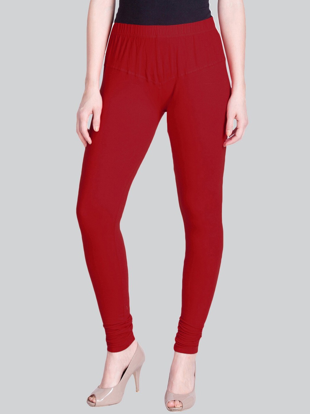 

LYRA Premium Cotton Lycra 4 Way Stretch Bio Wash Churidar-Length Leggings, Red