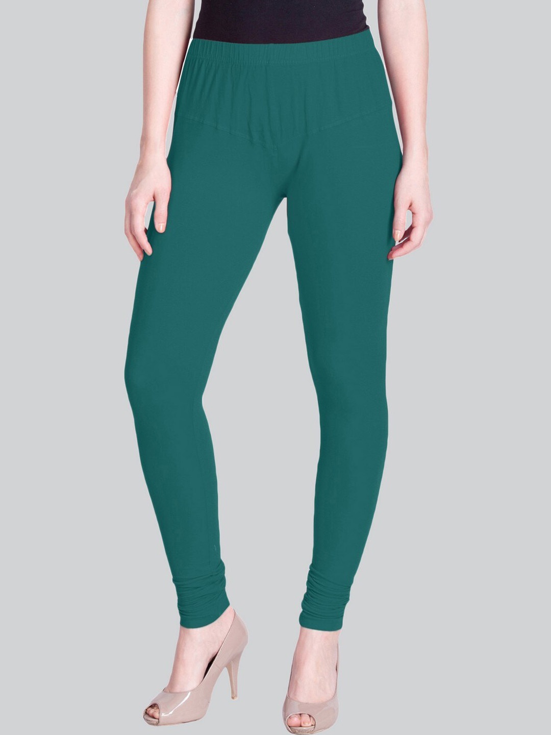 

LYRA Premium Cotton Lycra 4 Way Stretch Bio Wash Churidar-Length Leggings, Blue