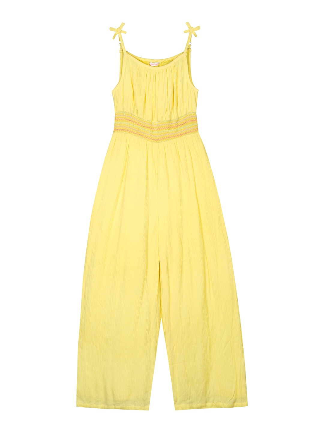 

Budding Bees Girls Waist Design Smocking Basic Jumpsuit, Yellow