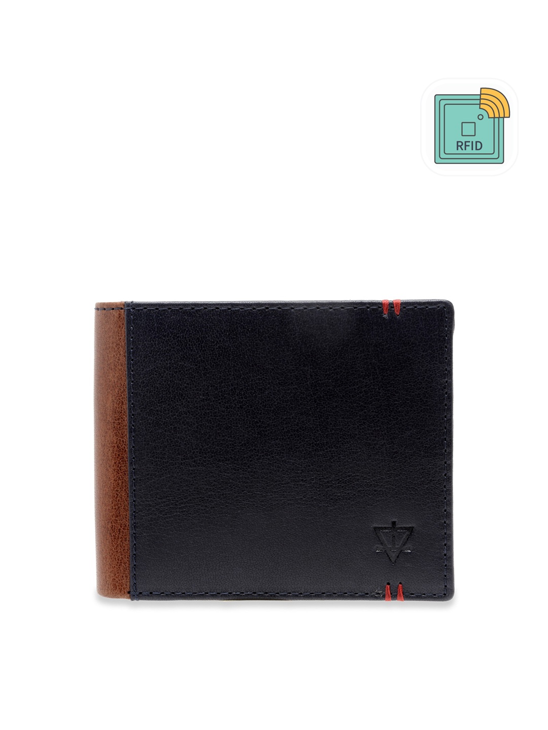 

AQUATAN Men Colourblocked Leather RFID Two Fold Wallet, Navy blue