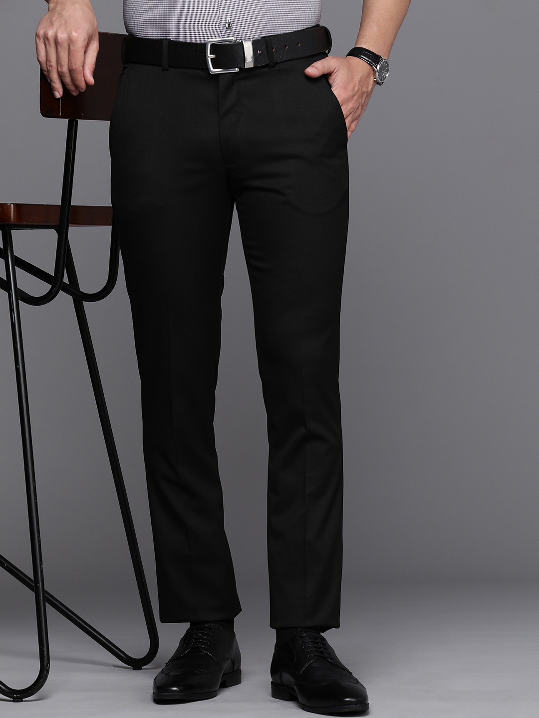

Louis Philippe Men Super Slim Fit Trousers, Black