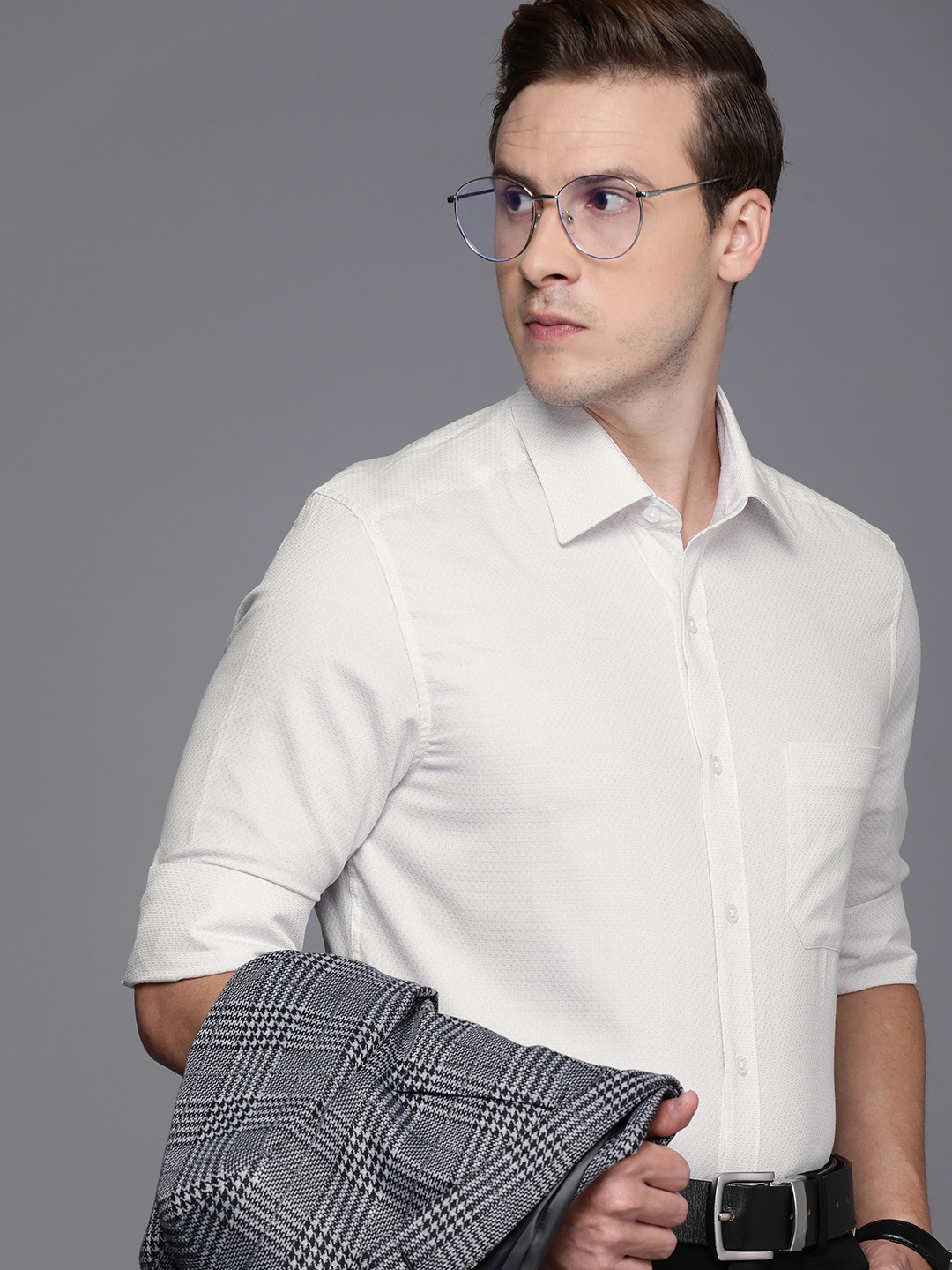 

Louis Philippe Textured Classic Pure Cotton Formal Shirt, Cream