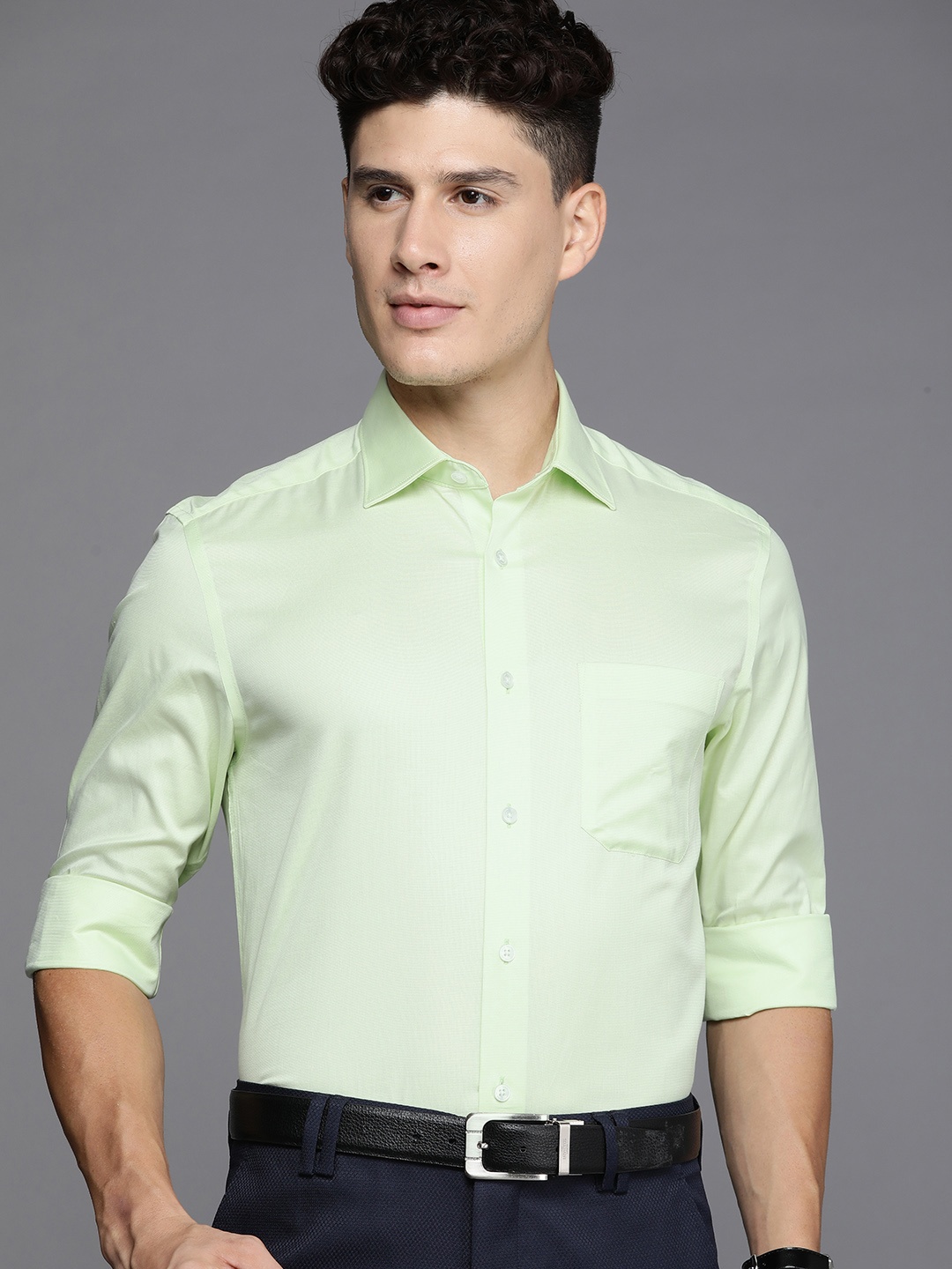 

Louis Philippe Gods & Kings Men Classic Opaque Giza Cotton Formal Shirt, Green