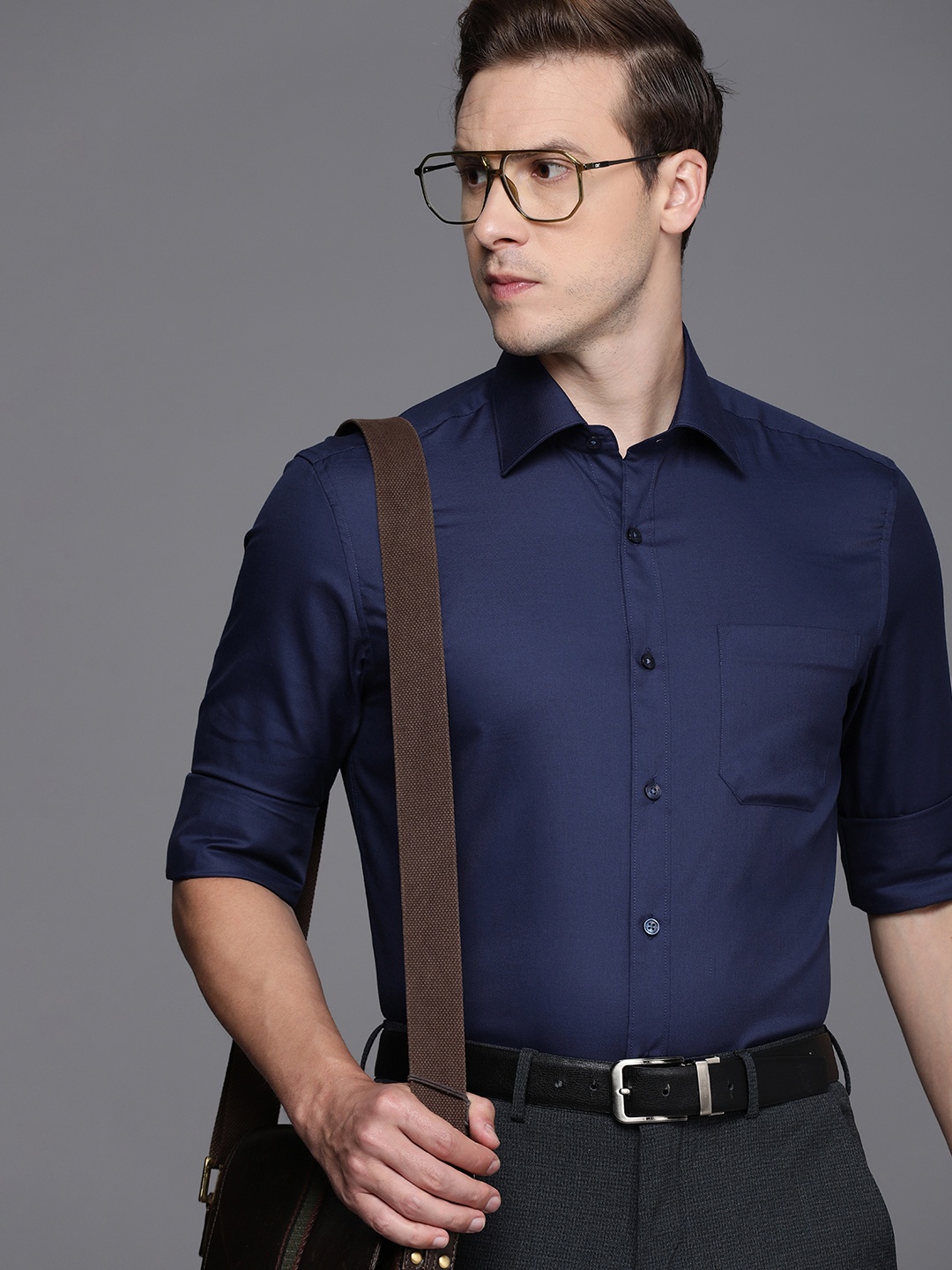 

Louis Philippe Classic Pure Cotton Formal Shirt, Navy blue