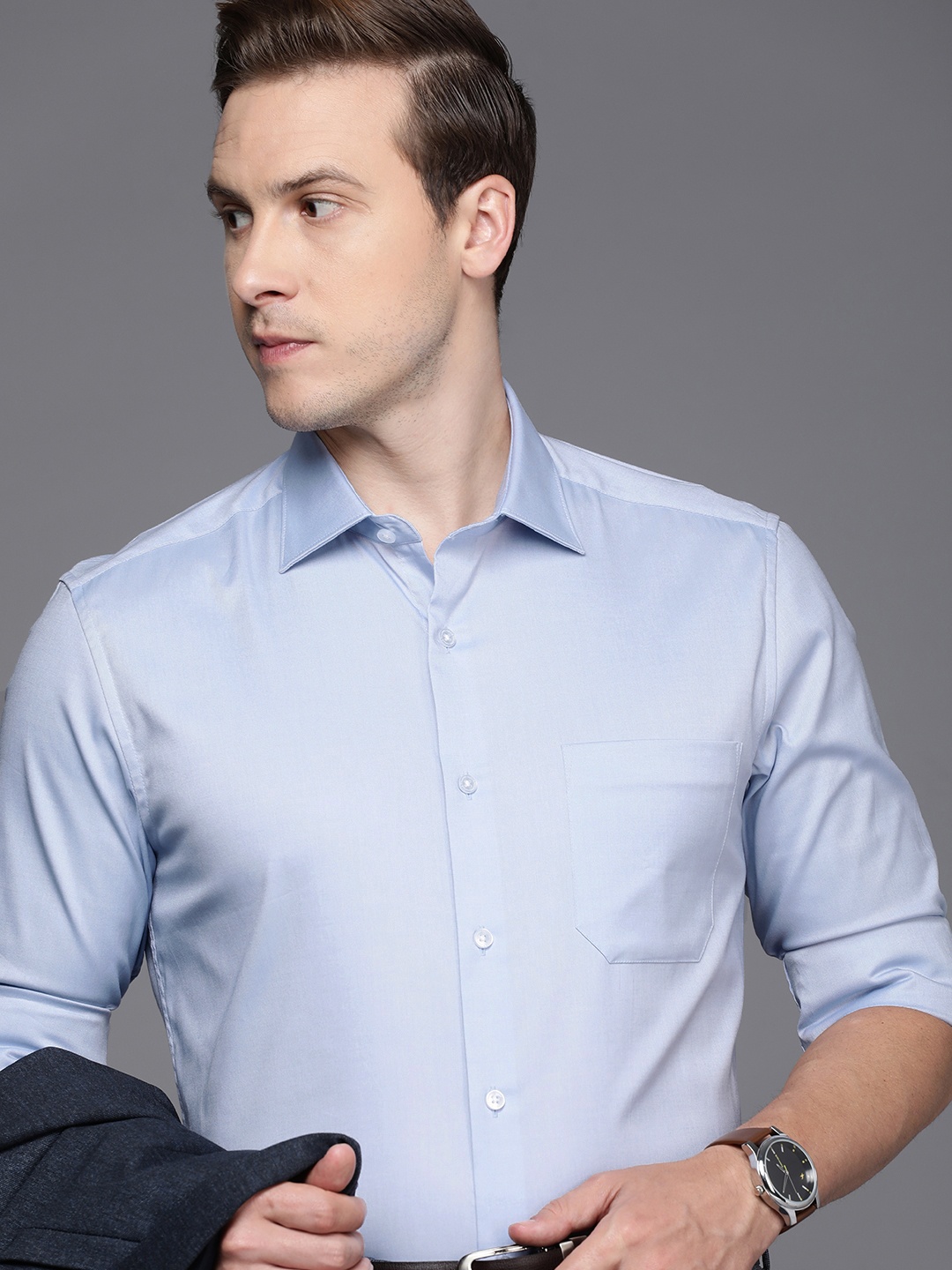 

Louis Philippe Men Pure Cotton Classic Formal Shirt, Blue