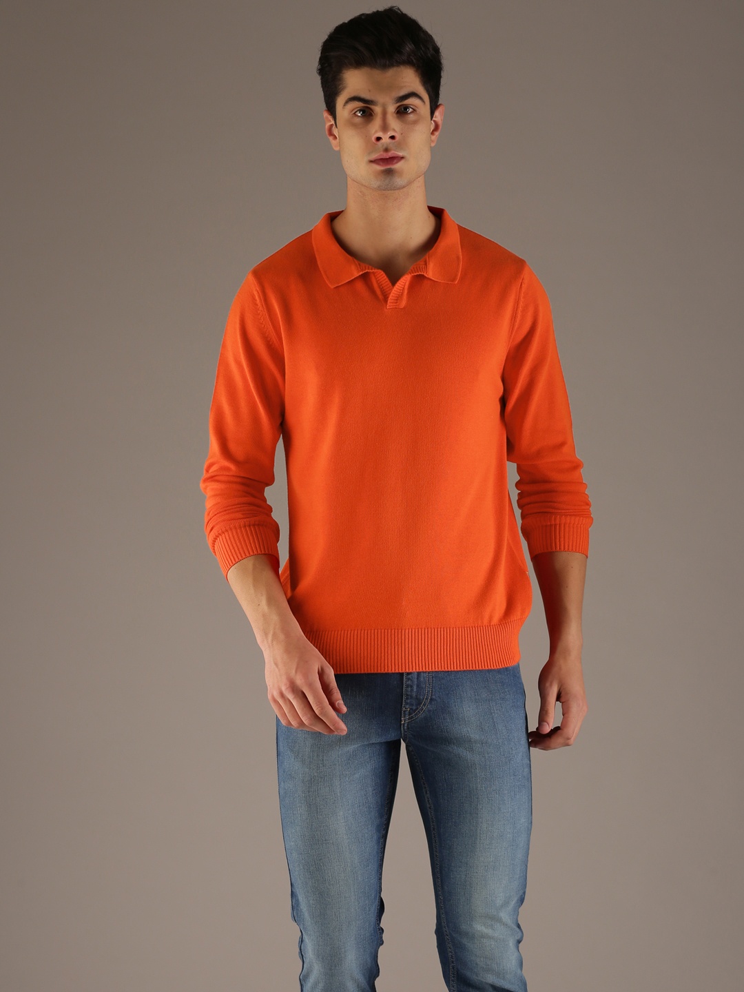 

Flying Machine Men Orange Solid Sweater
