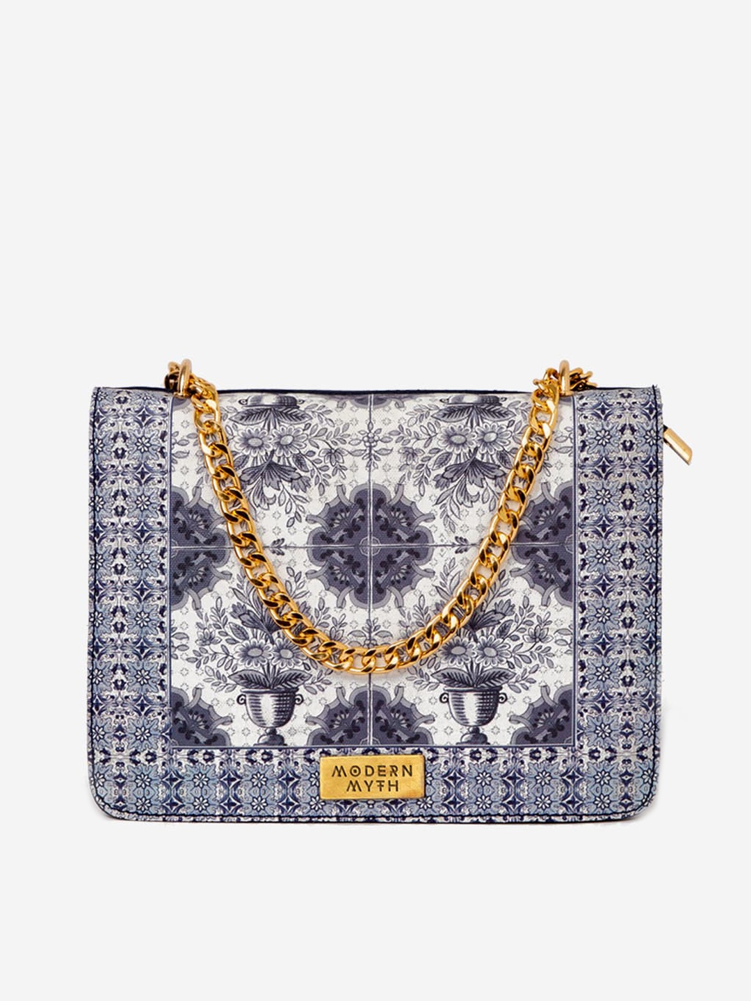 

MODERN MYTH Floral Printed Structured Sling Bag, White