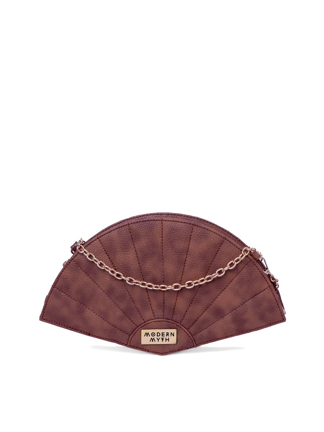 

MODERN MYTH Quilted Textured Structured Sling Bag, Brown