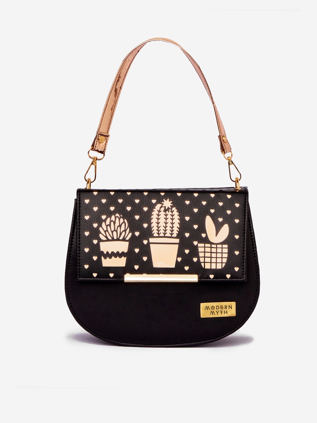 

MODERN MYTH Printed Structured Shoulder Bag, Black