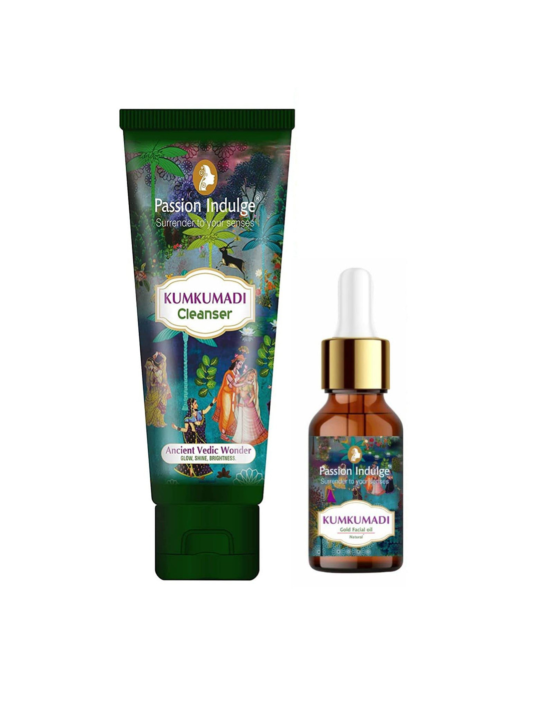 

Passion Indulge Set Of Kumkumadi Cleanser 100ml & Kumkumadi Face Oil 10ml, Multi