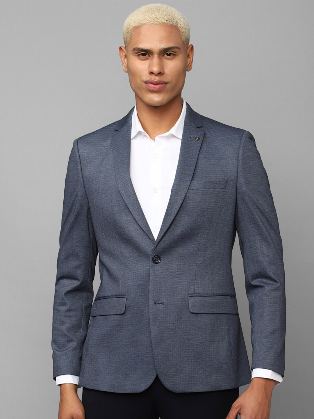 

Allen Solly Self Design Slim-Fit Single-Breasted Formal Blazer, Blue