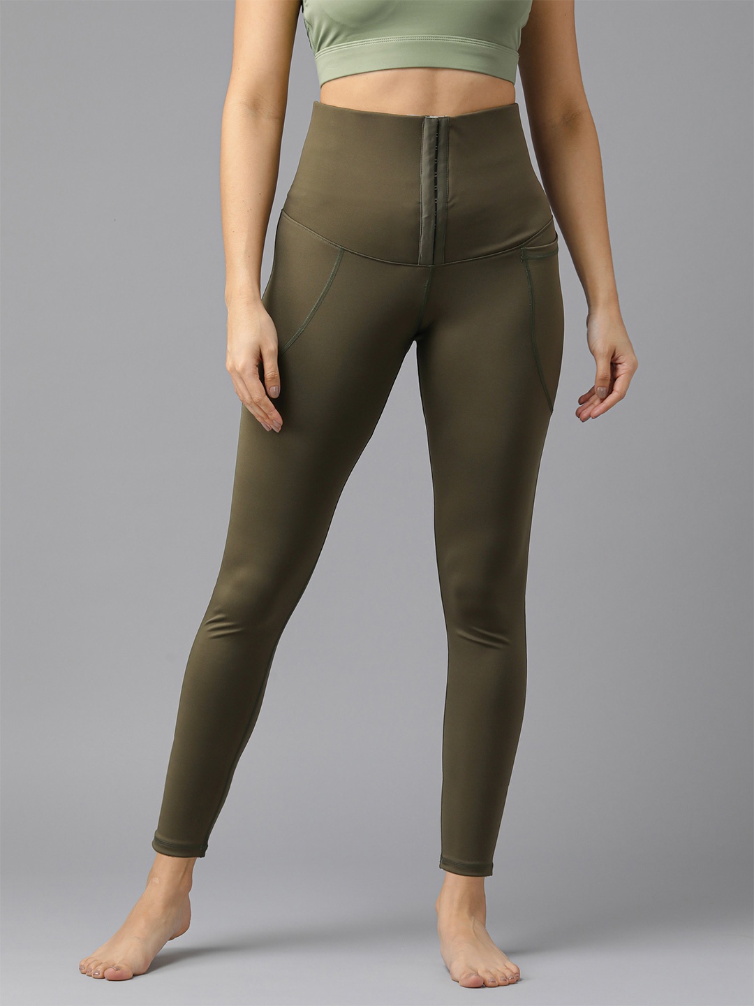 

Bellofox Women High-Rise Corset Yoga Tights, Olive