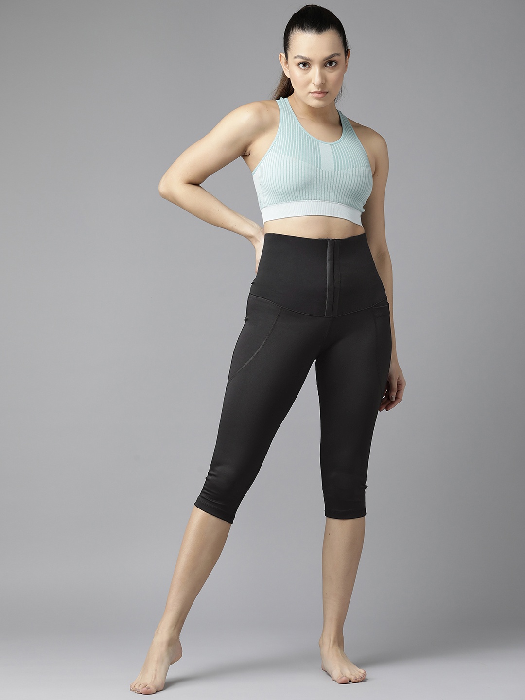 

Bellofox Women High-Rise Corset Yoga Capris, Black