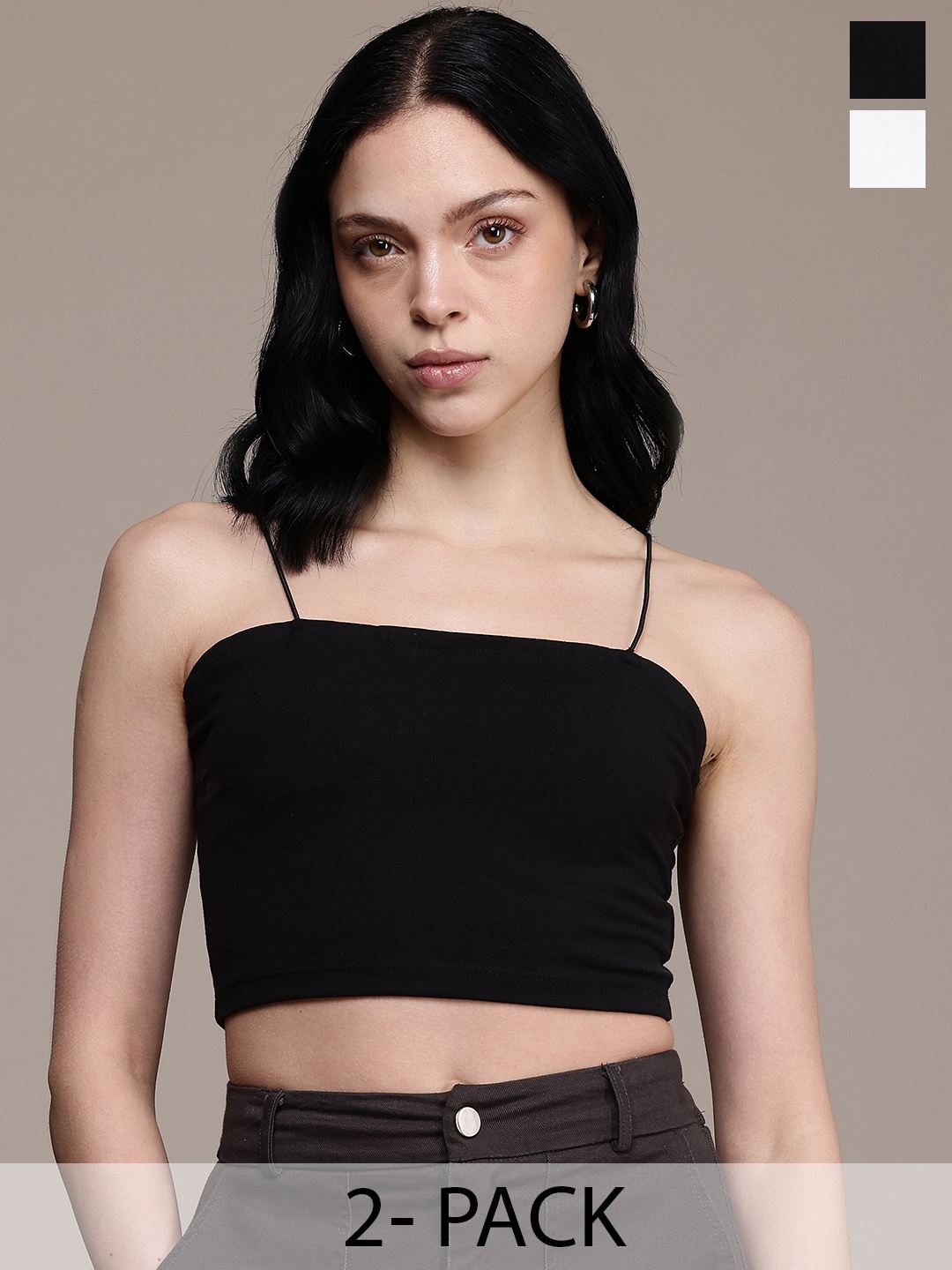 

The Roadster Life Co. Pack Of 2 Crop Top, Black