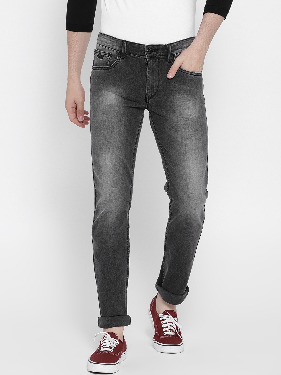 

Flying Machine Men Charcoal Grey Prince Slim Fit Mid-Rise Clean Look Stretchable Jeans