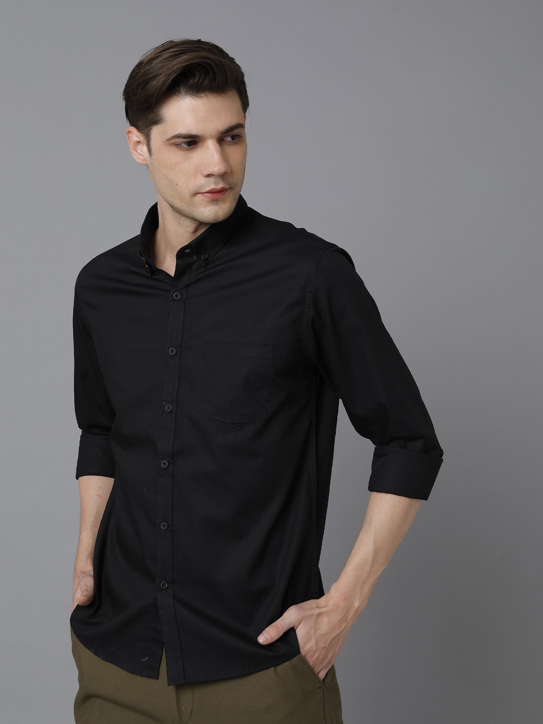 

YOVISH Men Comfort Slim Fit Casual Cotton Shirt, Black