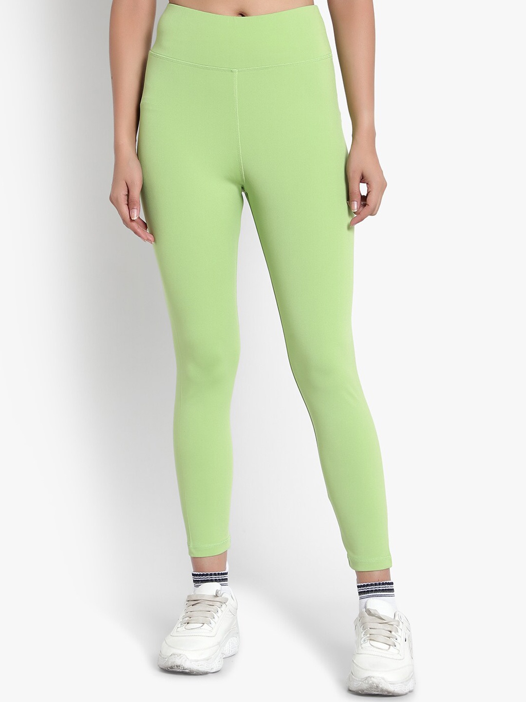 

Wearjukebox Women Ankle Length Training Tights, Lime green