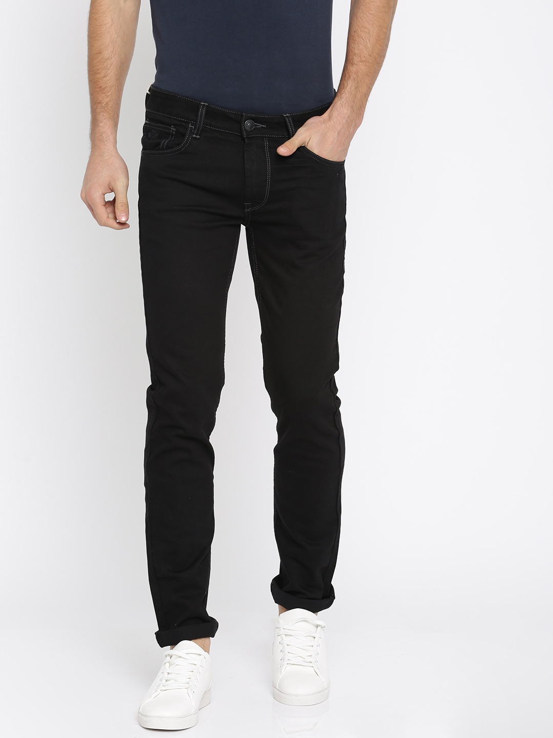

Flying Machine Men Black Slim Fit Mid-Rise Clean Look Stretchable Jeans