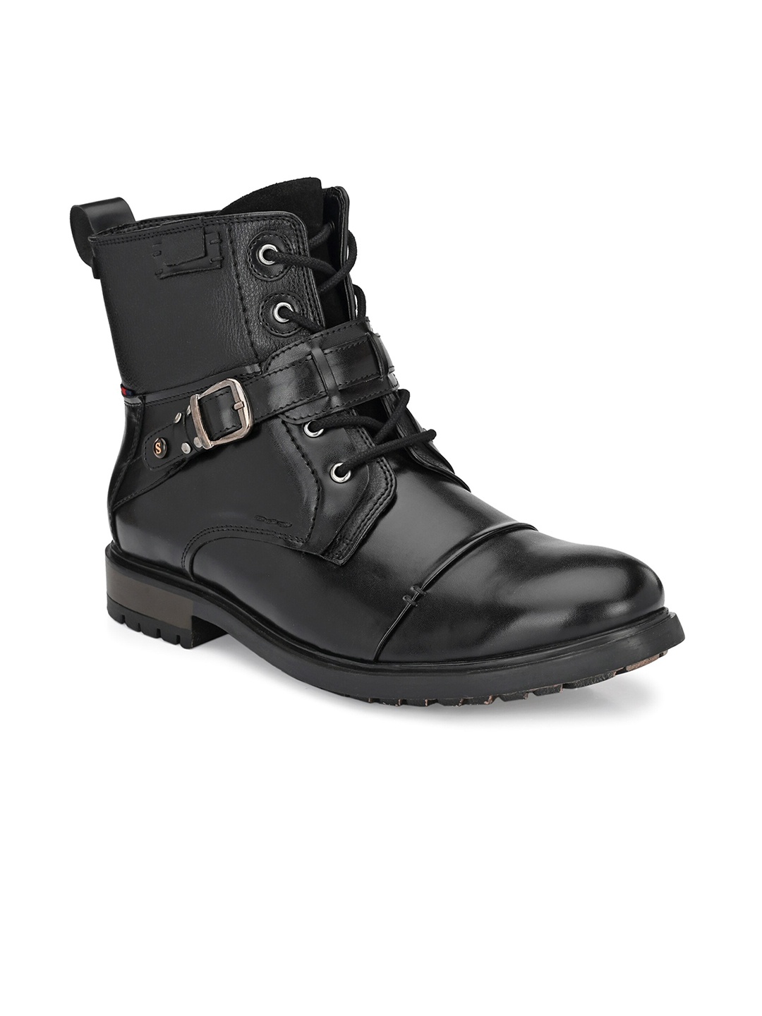 

San Frissco Men Mid-Top Buckled Biker Boots, Black