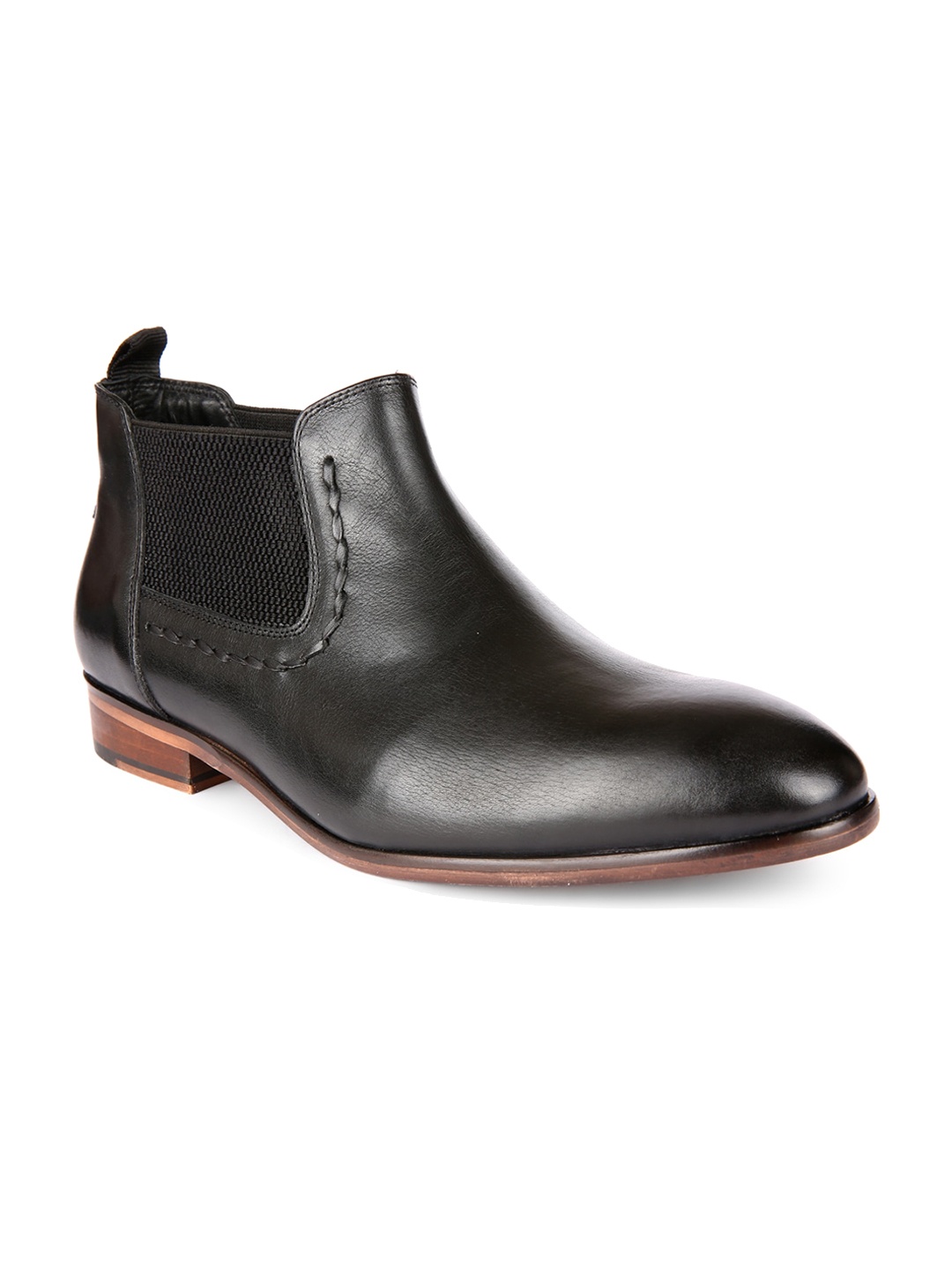 

San Frissco Men Mid-Top Leather Chelsea Boots, Black