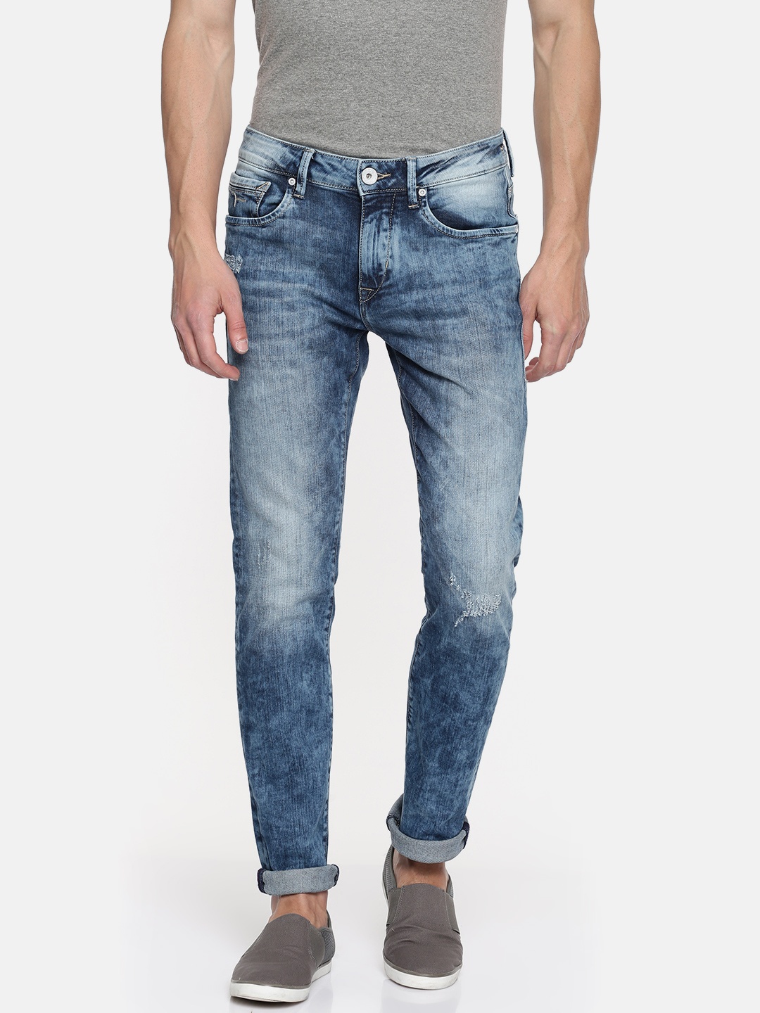 

Flying Machine Men Blue Michael Slim Fit Mildly Distressed Stretchable Jeans