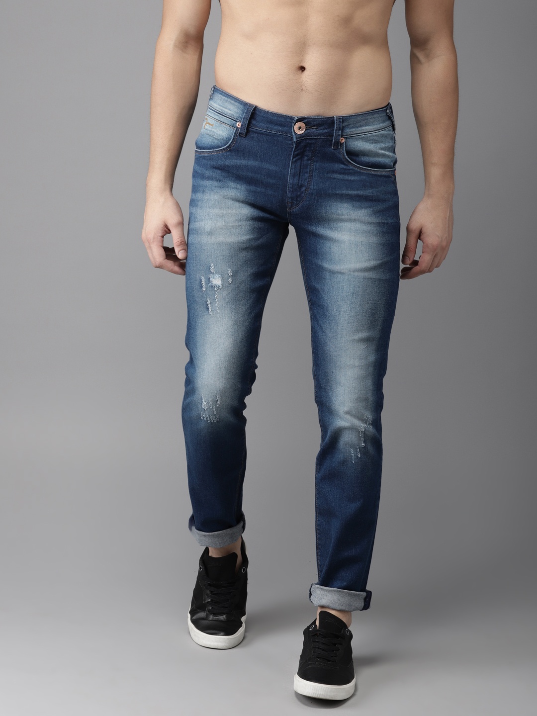 

Flying Machine Men Blue Slim Fit Mid-Rise Mildly Distressed Stretchable Jeans