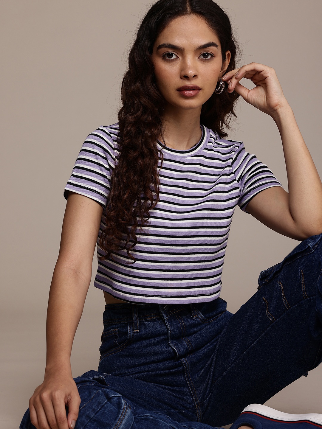 

The Roadster Life Co. Striped T-shirt, Purple