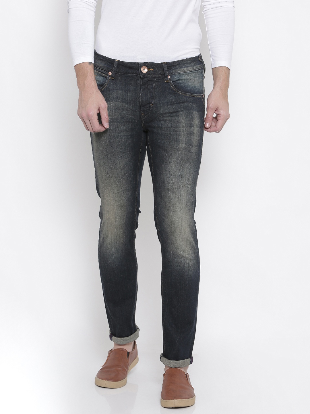 

Flying Machine Men Blue Skinny Fit Mid-Rise Clean Look Stretchable Jeans