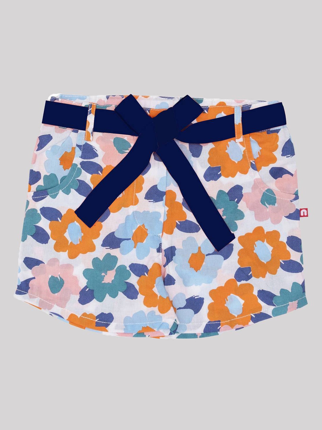 

Nino Bambino Girls Floral Printed Cotton Shorts, Navy blue