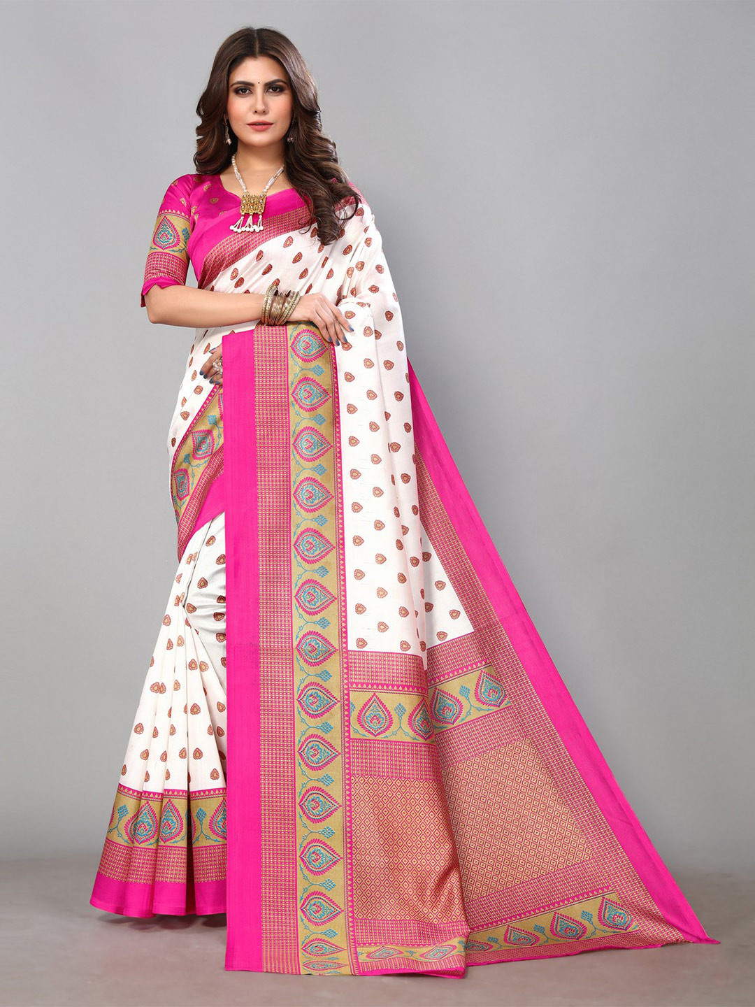 

KALINI Ethnic Motifs Mysore Silk Saree, Pink