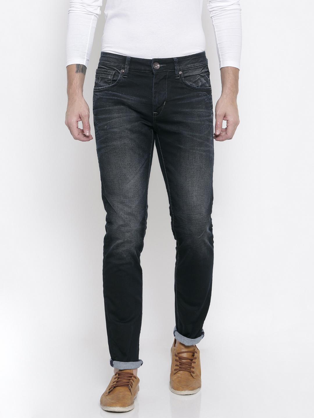 

Flying Machine Men Blue Tapered Fit Mid-Rise Clean Look Stretchable Jeans