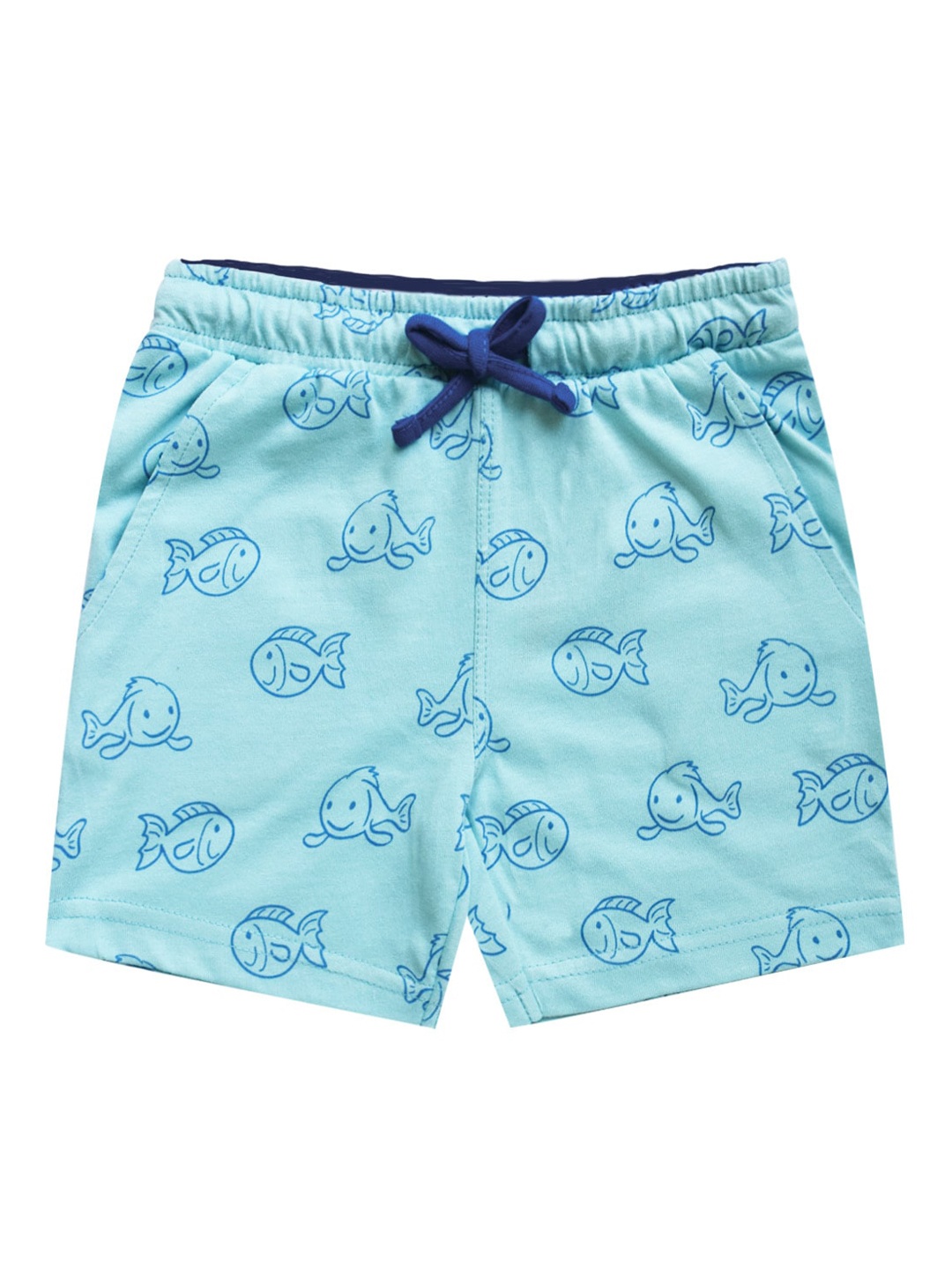 

milou Boys Conversational Printed Cotton Shorts, Blue