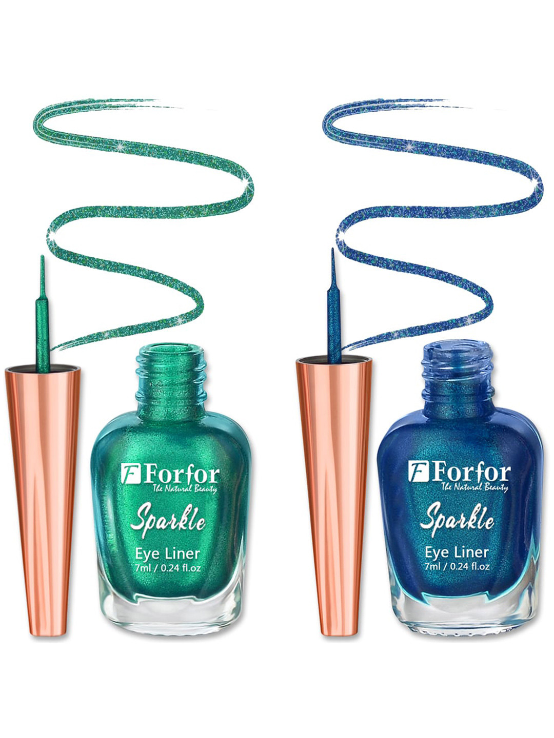 

FORFOR Set of 2 Sparkle Water-Proof Sensational Liquid Glitter Eyeliners - 7 ml each, Blue